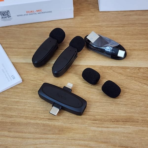 2 Micrófonos Inalámbricos Hoco L15 Crystal iP+Type-C